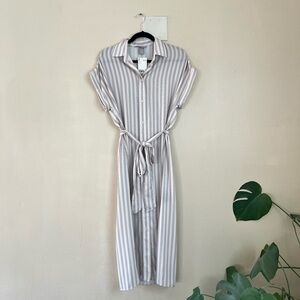 H&M Striped Maxi Dress - Cream and Gray